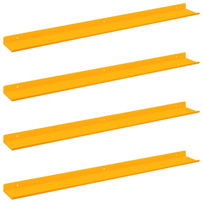 Floating Shelf 4 pcs Mustard Yellow 80 x 9 x 2.5 cm Steel