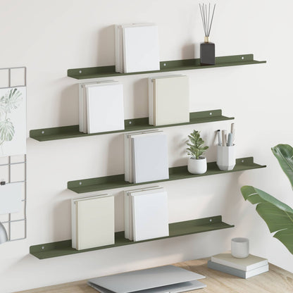 Floating Shelf 4 pcs Olive Green 80 x 9 x 2.5 cm Steel