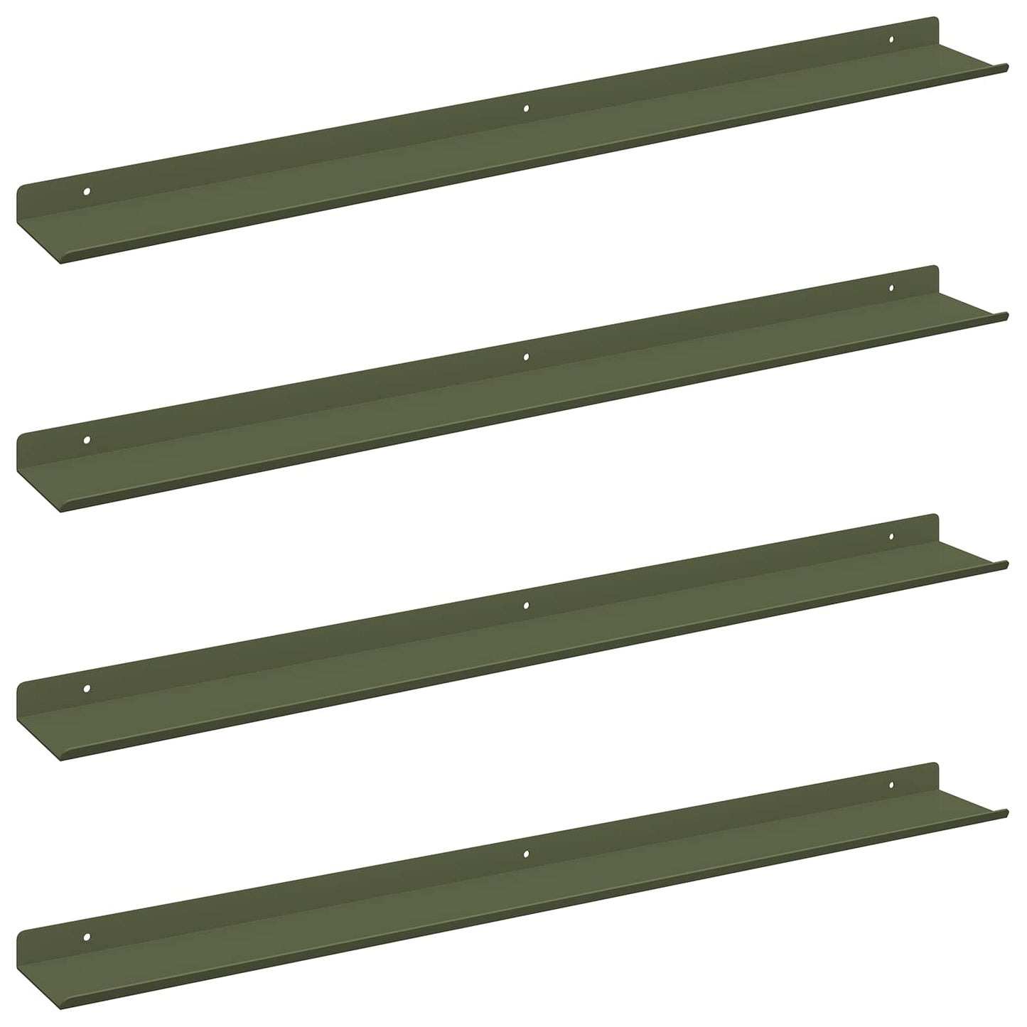 Floating Shelf 4 pcs Olive Green 80 x 9 x 2.5 cm Steel