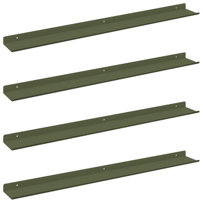 Floating Shelf 4 pcs Olive Green 80 x 9 x 2.5 cm Steel