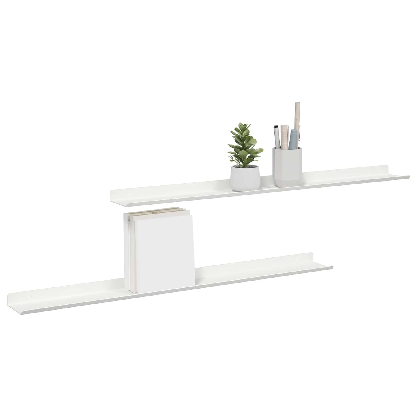 Floating Shelf Wall-mounted 2 pcs White 80 x 9 x 2.5 cm Steel