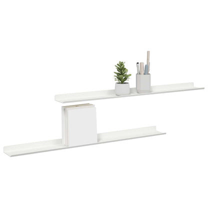 Floating Shelf Wall-mounted 2 pcs White 80 x 9 x 2.5 cm Steel