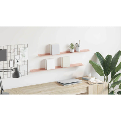 Floating Shelf Wall-mounted 2 pcs Pink 100 x 9 x 2.5 cm Steel