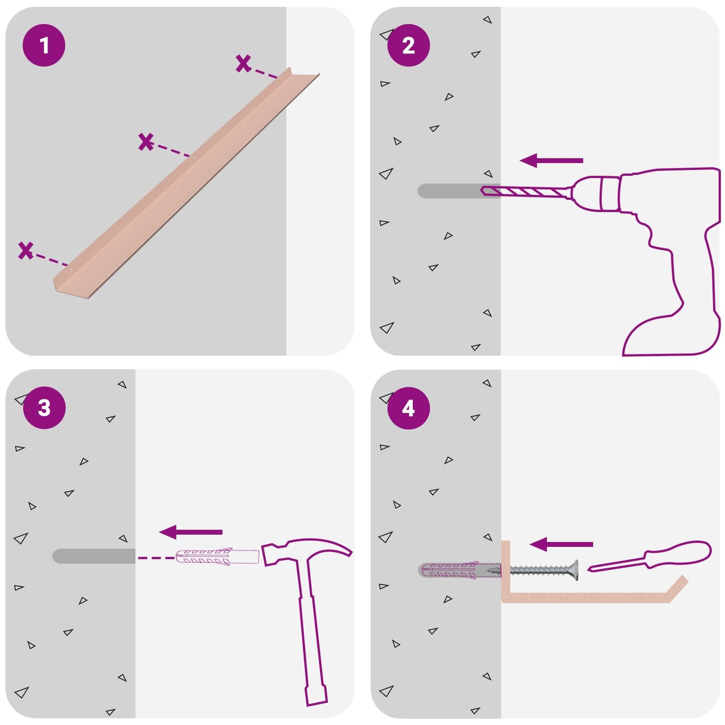 Floating Shelf Wall-mounted 2 pcs Pink 100 x 9 x 2.5 cm Steel