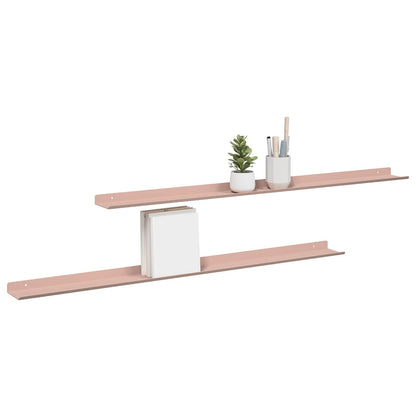 Floating Shelf Wall-mounted 2 pcs Pink 100 x 9 x 2.5 cm Steel