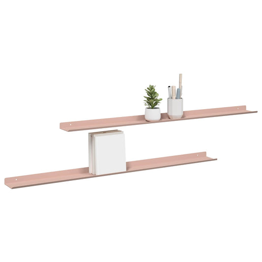 Floating Shelf Wall-mounted 2 pcs Pink 100 x 9 x 2.5 cm Steel