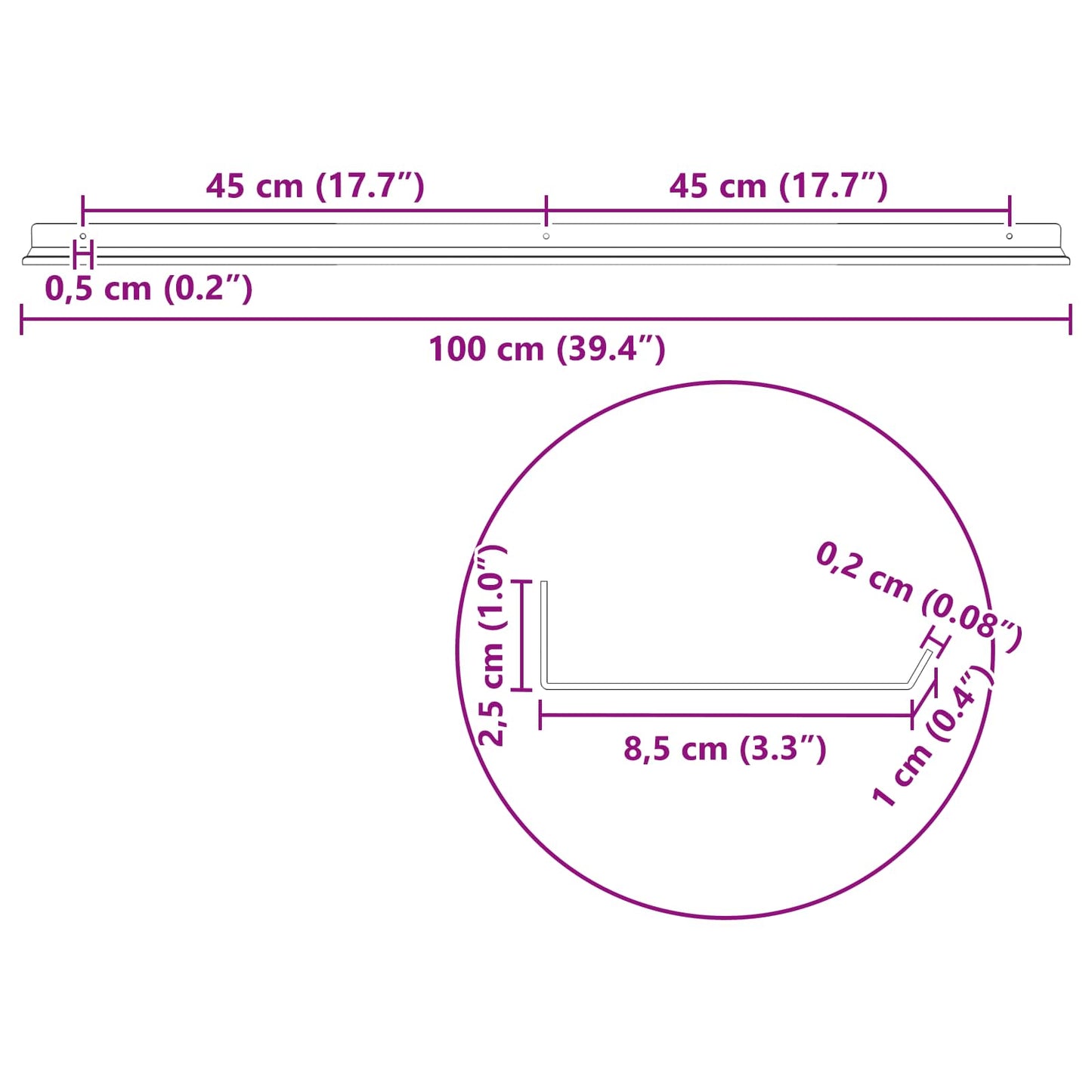 Floating Shelf Wall-mounted 2 pcs Pink 100 x 9 x 2.5 cm Steel