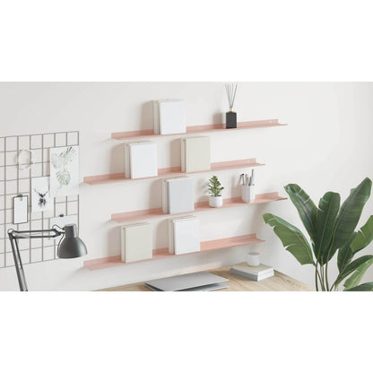 Floating Shelf Wall-mounted 4 pcs Pink 100 x 9 x 2.5 cm Steel