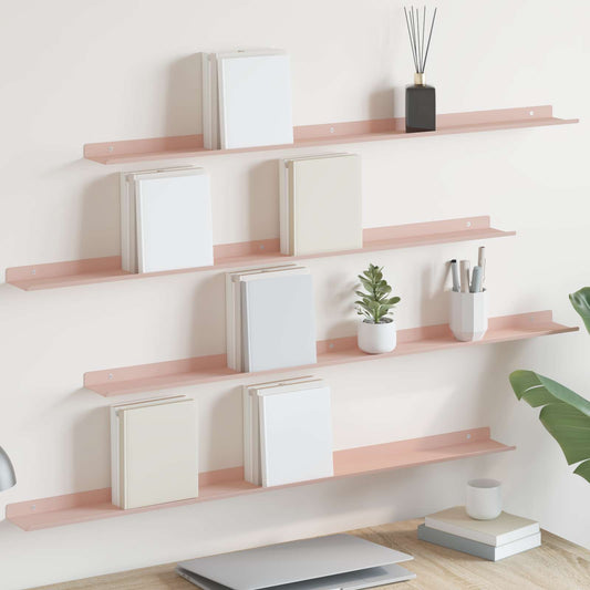 Floating Shelf 4 pcs Pink 100 x 9 x 2.5 cm Steel