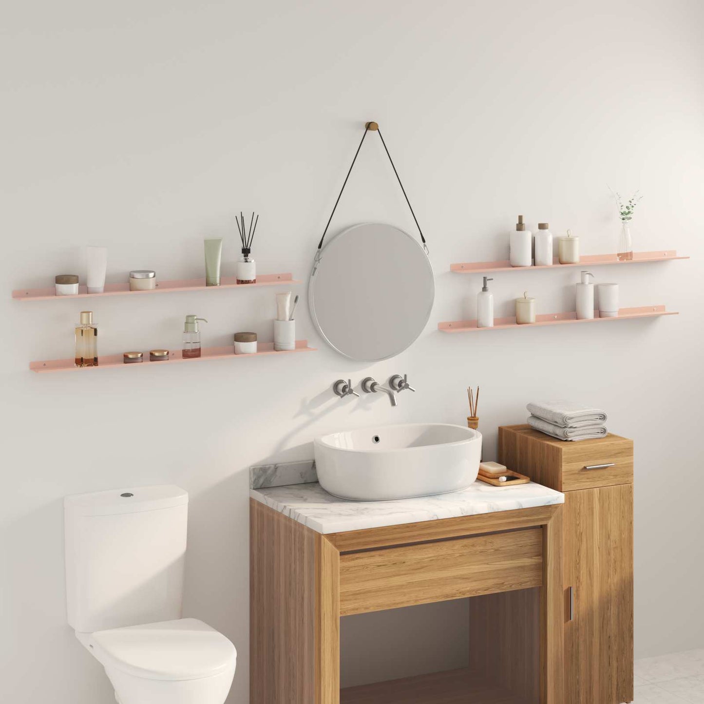 Floating Shelf Wall-Mounted 4 pcs Pink 100 x 9 x 2.5 cm Steel