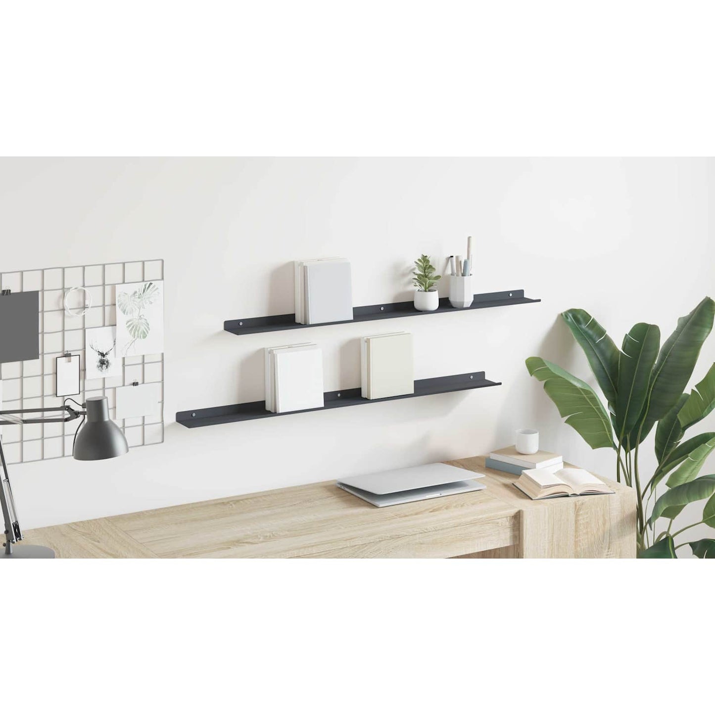 Floating Shelf 2 pcs Anthracite 100 x 9 x 2.5 cm Steel