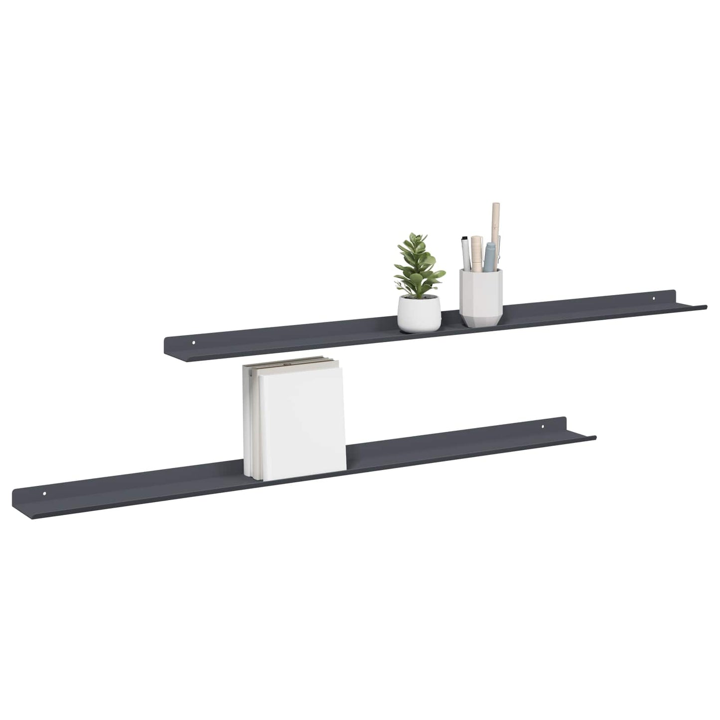 Floating Shelf 2 pcs Anthracite 100 x 9 x 2.5 cm Steel