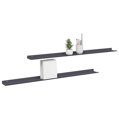 Floating Shelf 2 pcs Anthracite 100 x 9 x 2.5 cm Steel