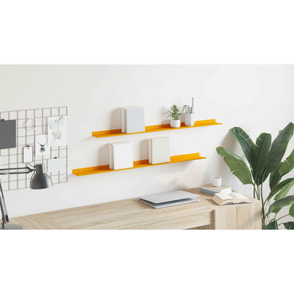 Floating Shelf 2 pcs Mustard Yellow 100 x 9 x 2.5 cm Steel