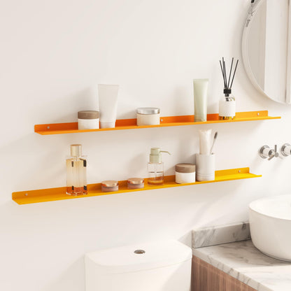 Floating Shelf 2 pcs Mustard Yellow 100 x 9 x 2.5 cm Steel