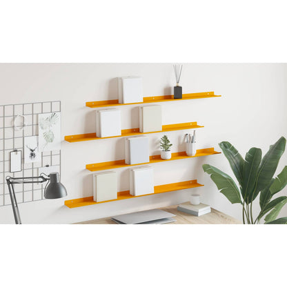 Floating Shelf 4 pcs Mustard Yellow 100 x 9 x 2.5 cm Steel