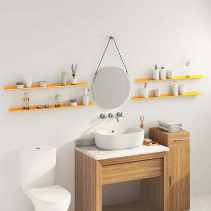 Floating Shelf 4 pcs Mustard Yellow 100 x 9 x 2.5 cm Steel