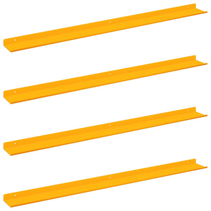Floating Shelf 4 pcs Mustard Yellow 100 x 9 x 2.5 cm Steel