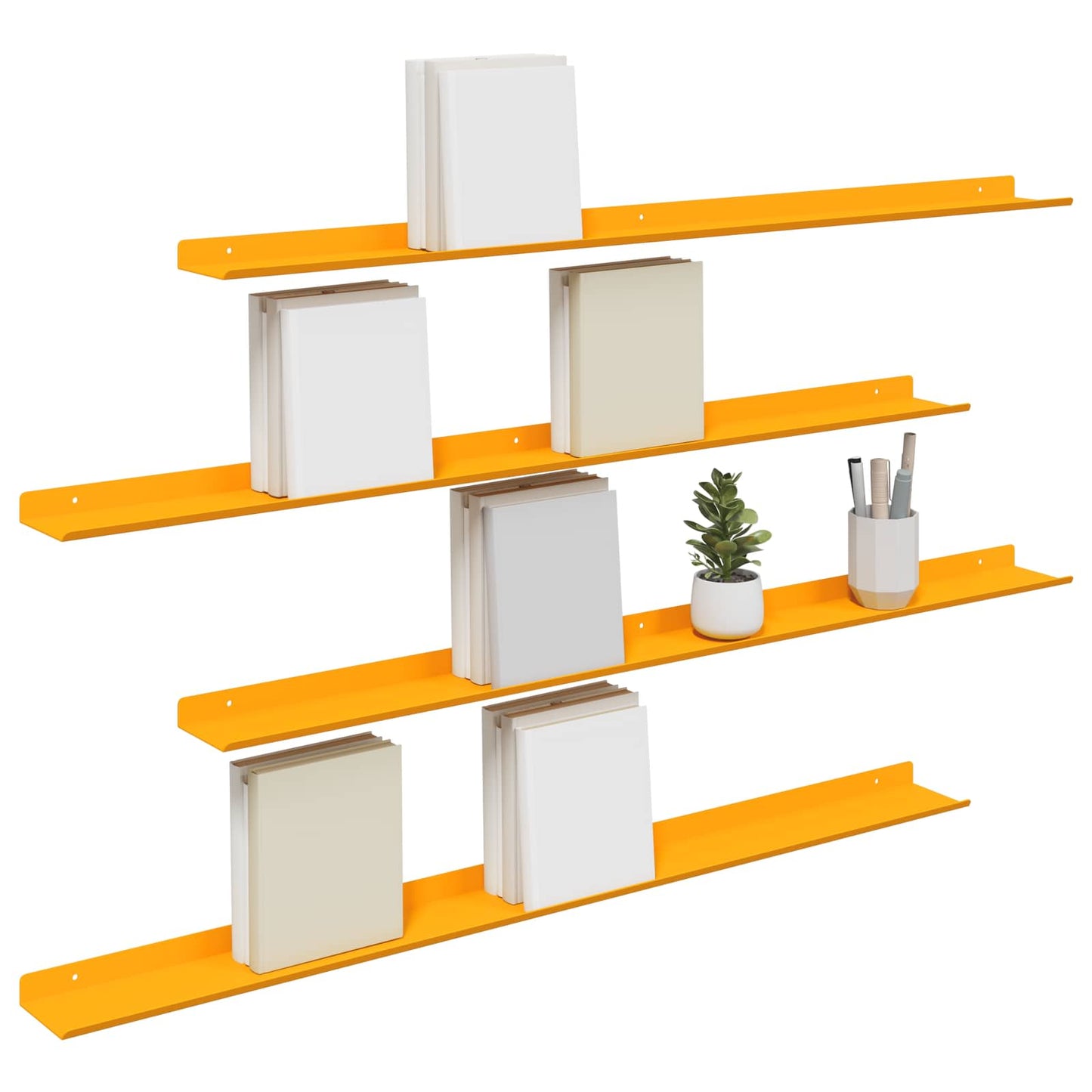 Floating Shelf 4 pcs Mustard Yellow 100 x 9 x 2.5 cm Steel
