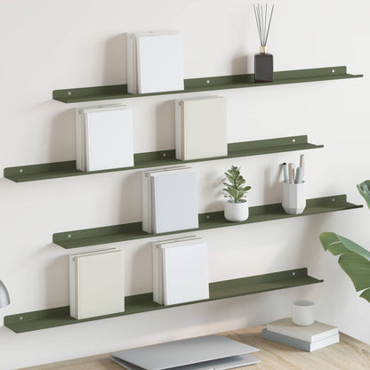Floating Shelf 4 pcs Olive Green 100 x 9 x 2.5 cm Steel