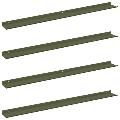 Floating Shelf 4 pcs Olive Green 100 x 9 x 2.5 cm Steel