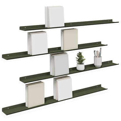 Floating Shelf 4 pcs Olive Green 100 x 9 x 2.5 cm Steel
