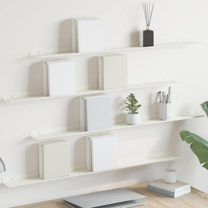 Floating Shelf Wall-mounted 4 pcs White 100 x 9 x 2.5 cm Steel