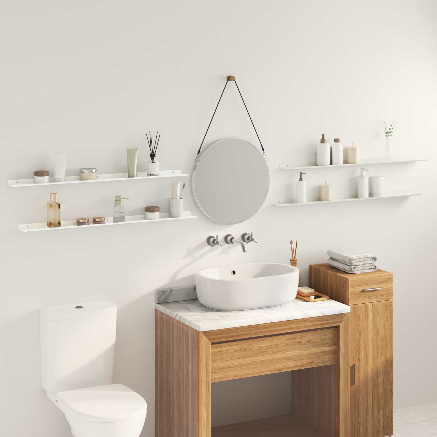 Floating Shelf Wall-mounted 4 pcs White 100 x 9 x 2.5 cm Steel