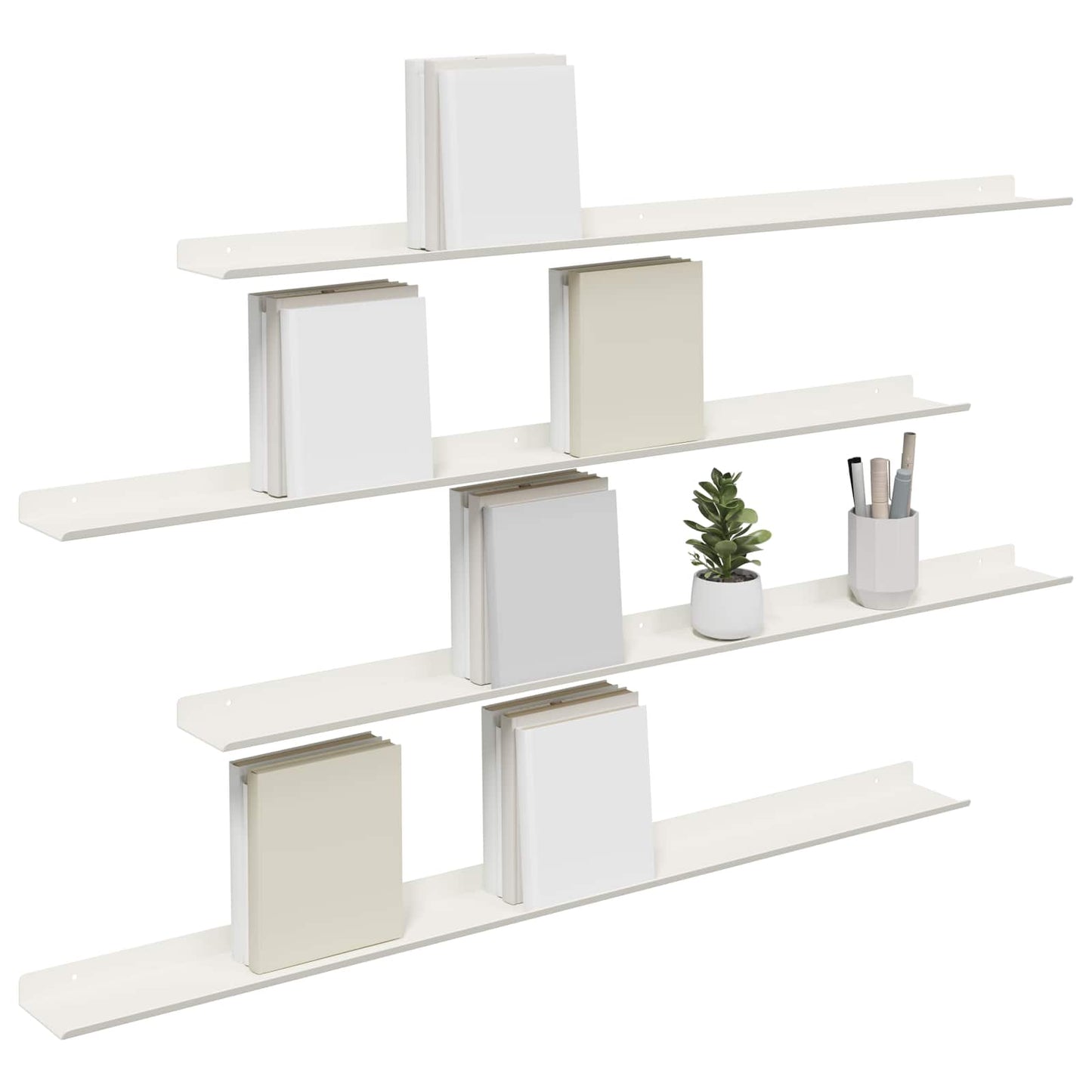 Floating Shelf Wall-mounted 4 pcs White 100 x 9 x 2.5 cm Steel