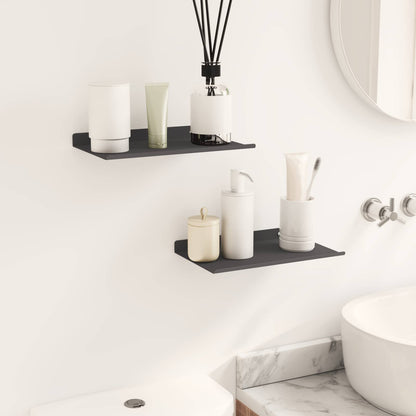 Floating Shelf 2 pcs Black 30 x 17.5 x 2.5 cm Steel