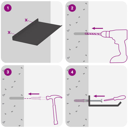 Floating Shelf 2 pcs Black 30 x 17.5 x 2.5 cm Steel