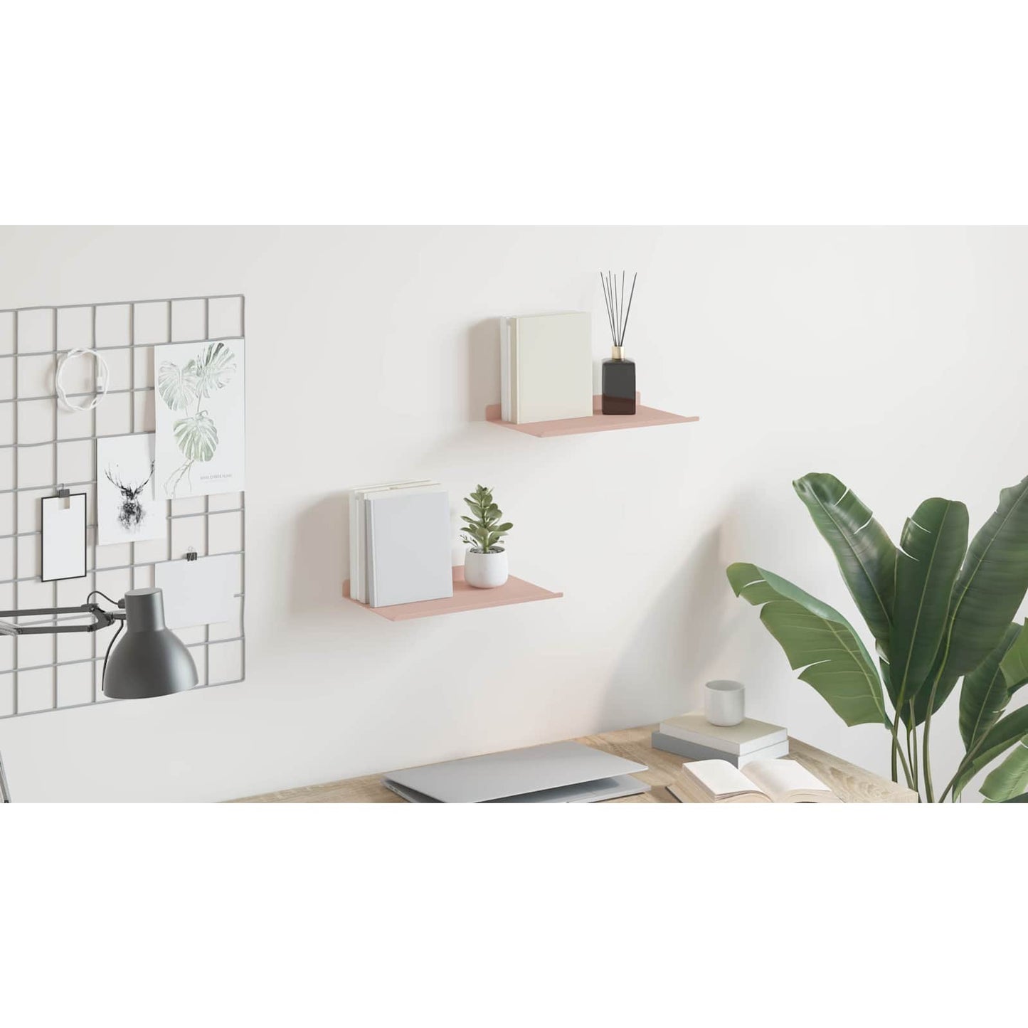 Floating Shelf Wall-mounted 2 pcs Pink 30 x 18 x 2.5 cm Steel