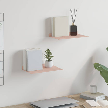Floating Shelf Wall-Mounted 2 pcs Pink 30 x 18 x 2.5 cm Steel