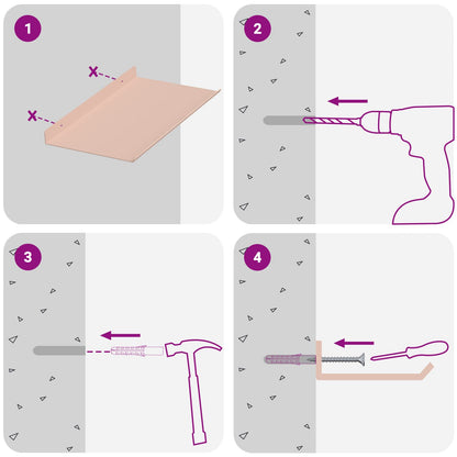 Floating Shelf Wall-mounted 2 pcs Pink 30 x 18 x 2.5 cm Steel