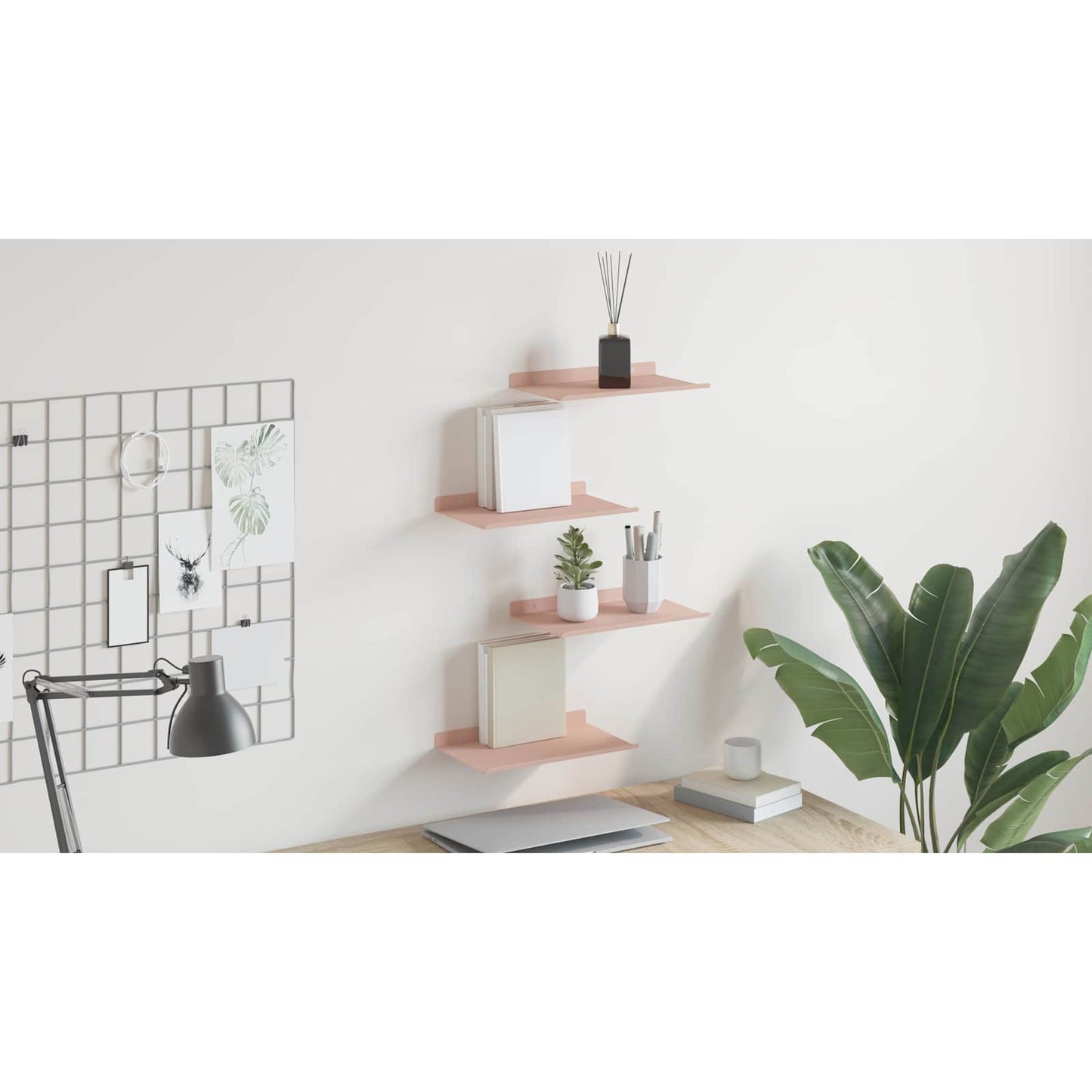 Floating Shelf Wall-mounted 4 pcs Pink 30 x 18 x 2.5 cm Steel