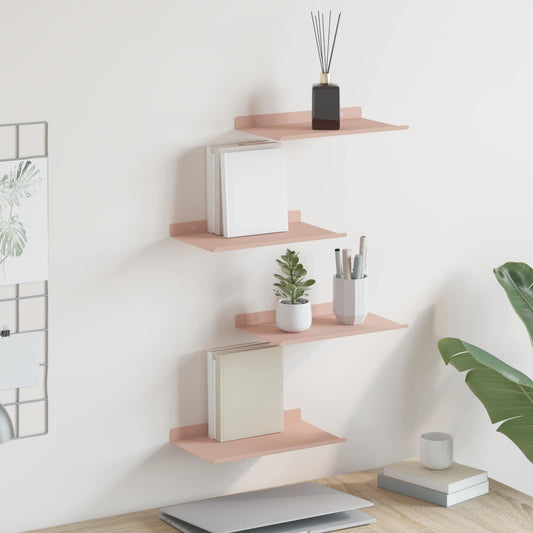 Floating Shelf 4 pcs Pink 30 x 18 x 2.5 cm Steel