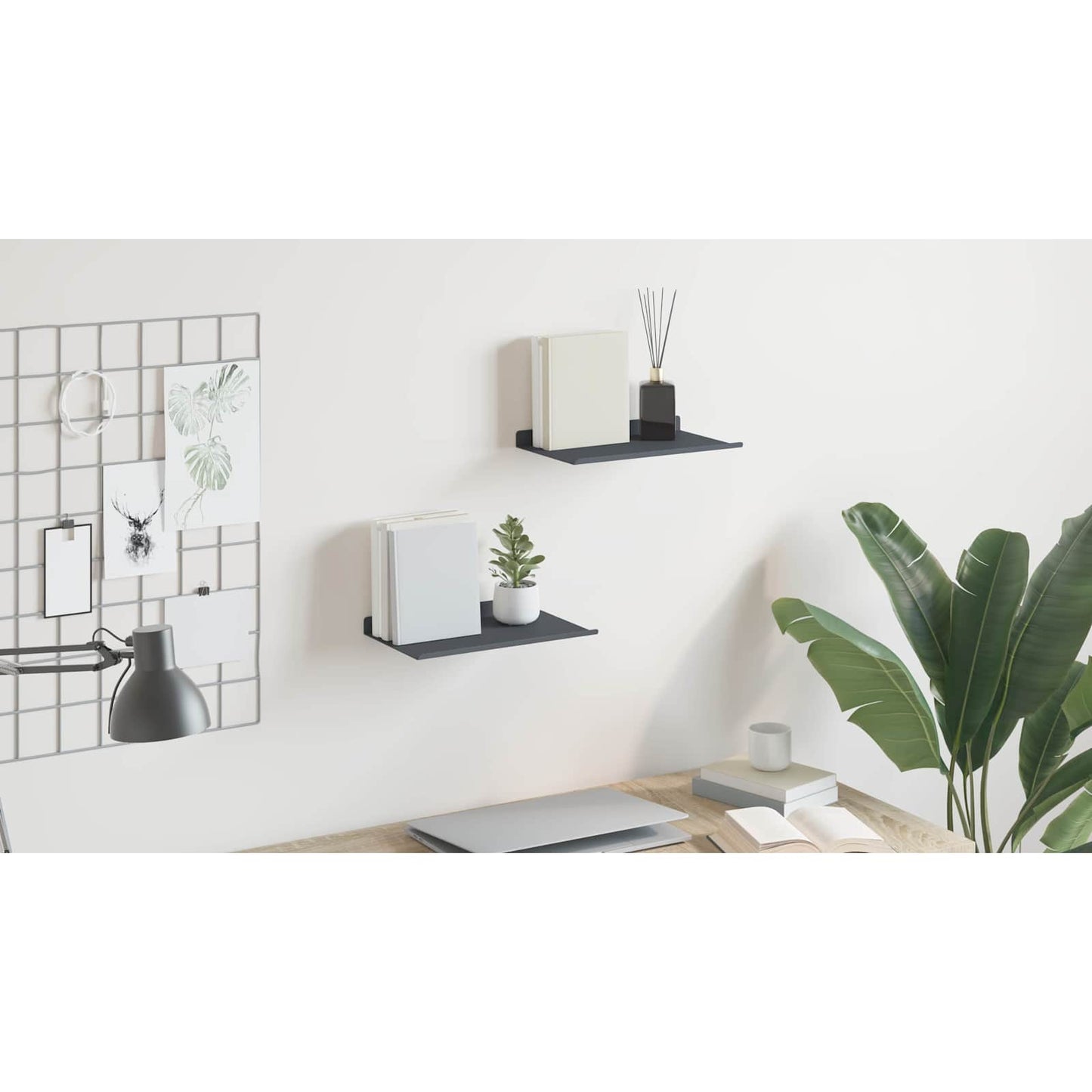 Floating Shelf 2 pcs Anthracite 30 x 18 x 2.5 cm Steel