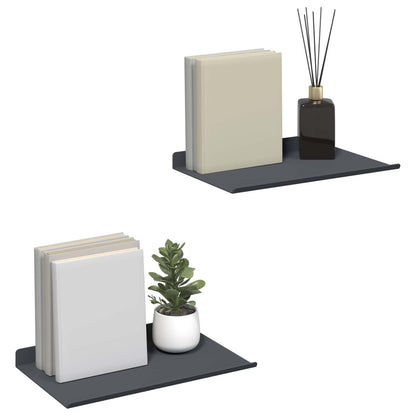 Floating Shelf 2 pcs Anthracite 30 x 18 x 2.5 cm Steel