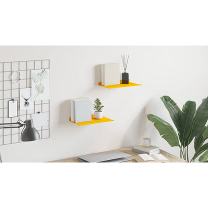 Floating Shelf 2 pcs Mustard Yellow 30 x 18 x 2.5 cm Steel
