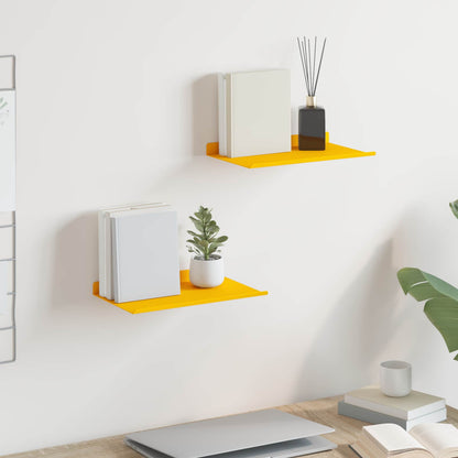 Floating Shelf 2 pcs Mustard Yellow 30 x 18 x 2.5 cm Steel