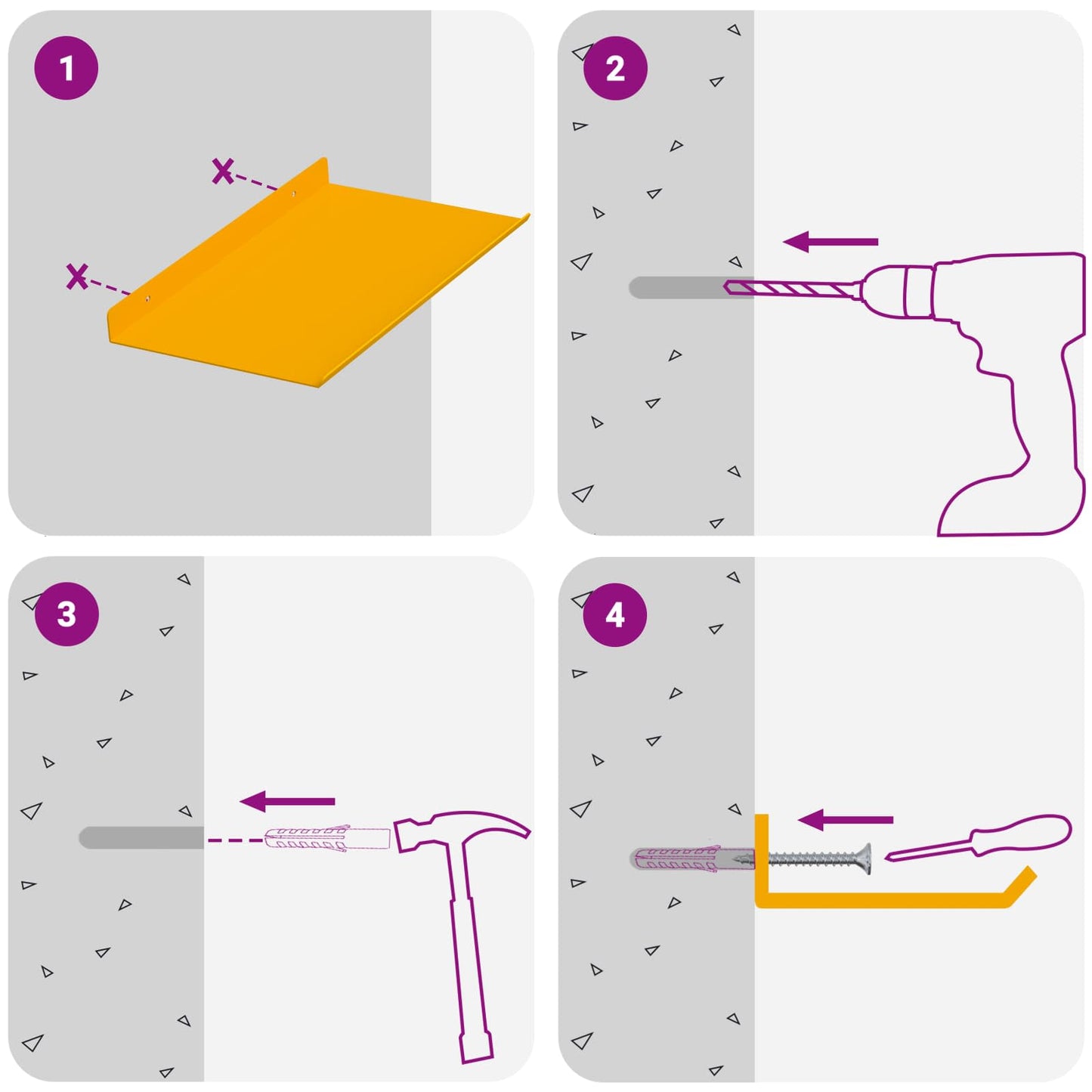 Floating Shelf 2 pcs Mustard Yellow 30 x 18 x 2.5 cm Steel