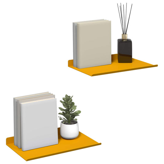 Floating Shelf 2 pcs Mustard Yellow 30 x 18 x 2.5 cm Steel