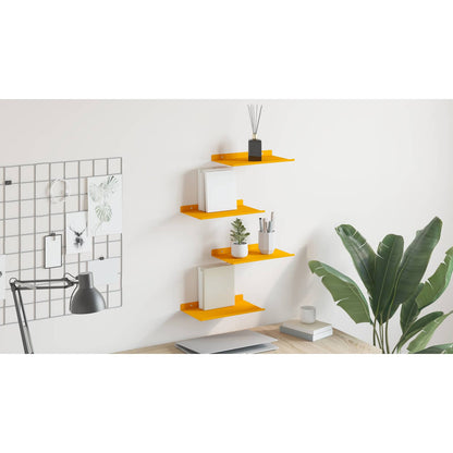 Floating Shelf 4 pcs Mustard Yellow 30 x 18 x 2.5 cm Steel