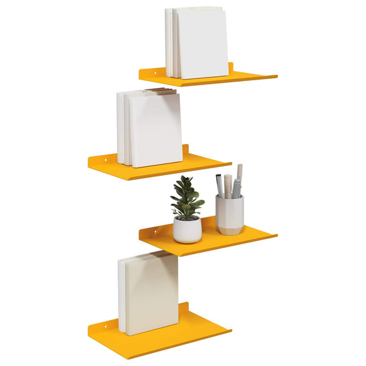 Floating Shelf 4 pcs Mustard Yellow 30 x 18 x 2.5 cm Steel