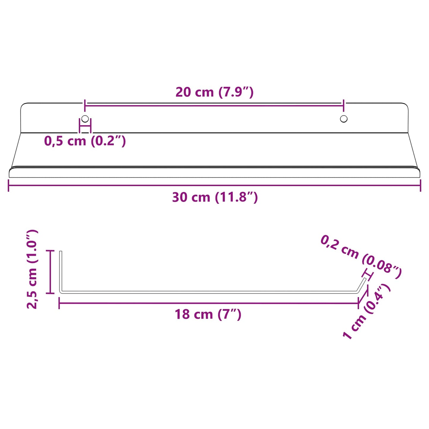Floating Shelf 4 pcs Mustard Yellow 30 x 18 x 2.5 cm Steel