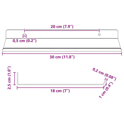Floating Shelf 4 pcs Mustard Yellow 30 x 18 x 2.5 cm Steel