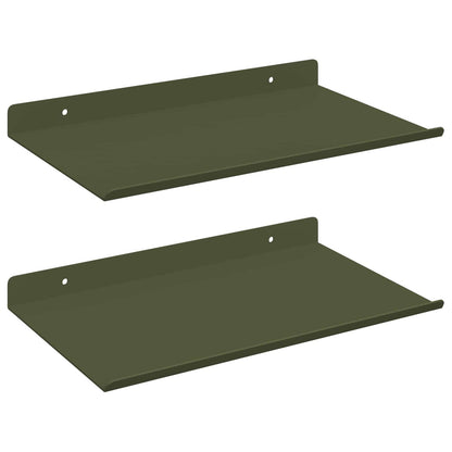 Floating Shelf 2 pcs Olive Green 30 x 18 x 2.5 cm Steel