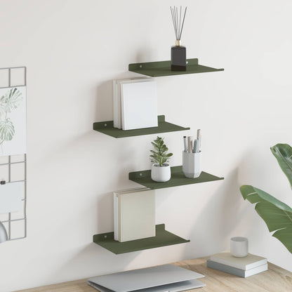 Floating Shelf 4 pcs Olive Green 30 x 18 x 2.5 cm Steel