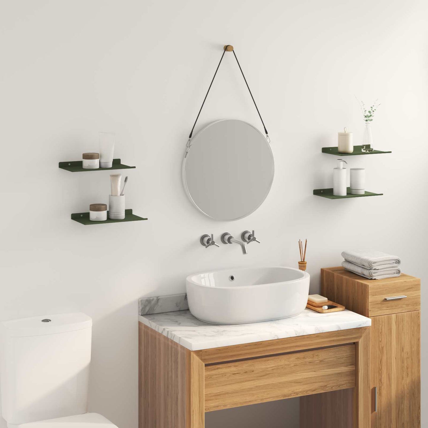 Floating Shelf 4 pcs Olive Green 30 x 18 x 2.5 cm Steel