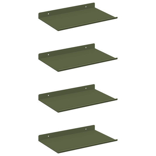Floating Shelf 4 pcs Olive Green 30 x 18 x 2.5 cm Steel